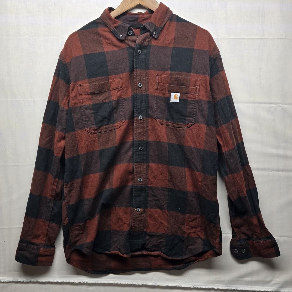 Carhartt Flannel Shirt Men's Rugged Flex Relaxed Fit Check M Outdoors